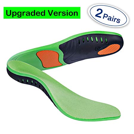 Arch Support Orthotic Shoes Insoles (2 Pairs) Relieve Plantar Fasciitis Flat Feet High Arch Foot Heel Spurs Pain Professional Shock Absorption for Men & Women & Kids