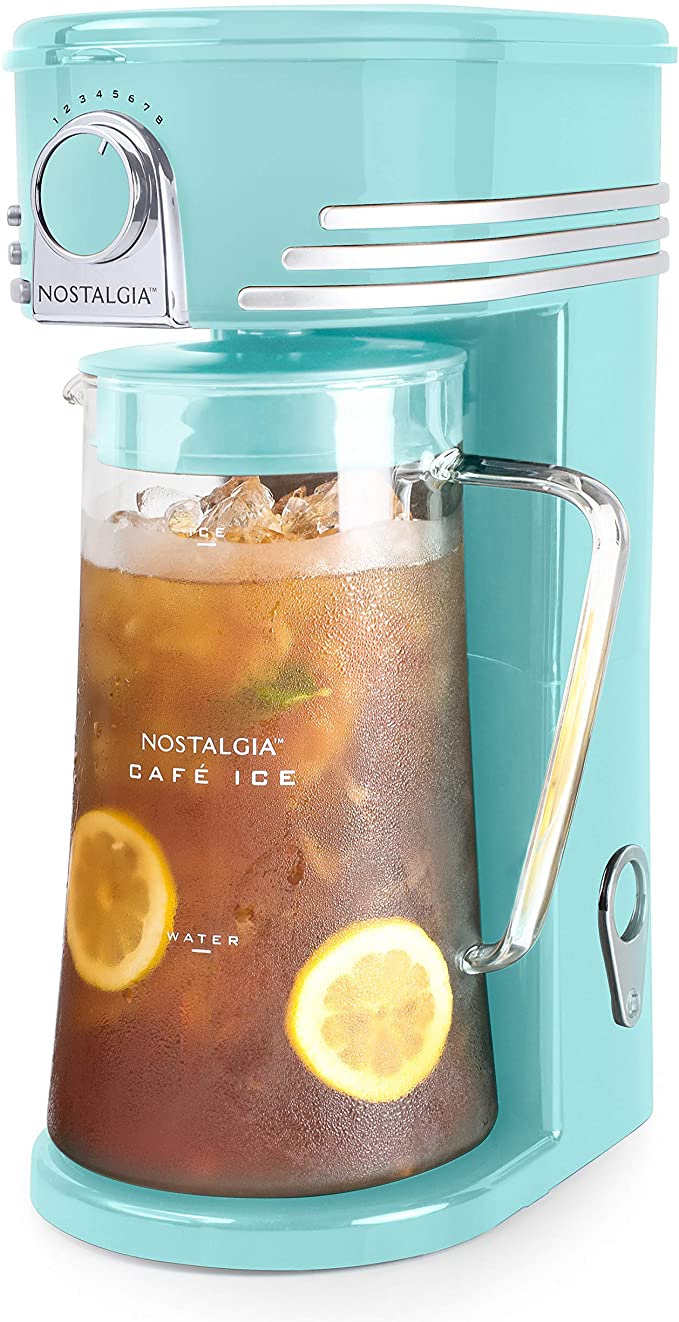 Nostalgia CI3AQ Café 3-Quart Iced Coffee and Tea Brewing System, Aqua