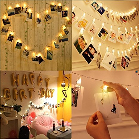 BEST LED Photo Clips String Lights with 20 Clips, Battery Operated Fairy Twinkle Lights for Wedding Party Christmas Home Decor, Hanging Photos, Cards, Painting Pictures(7.2 Feet, Warm White)