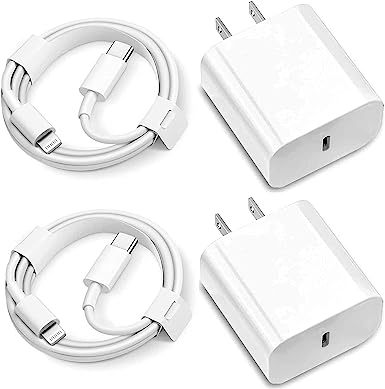 2 Pack iPhone Fast Charger [MFi Certified] 20W PD Wall Charger Block with 6FT USB C to Lightning Cable Compatible with Apple iPhone 14/13/12/11 Pro Max Xs/XR/X/7/8 Plus