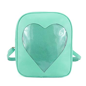 2018 Summer Candy Backpacks Transparent Love Heart Shape Pu Leather School Bags for Teenage Girls Kids Purse Lovely Ita Bag (green)