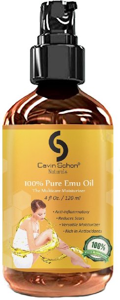 Cavin Schon EMU Oil Pure Best All Natural Oil for Face, Skin, Hair & Nails Excellent for Dry Skin, Burns, Sunburns, Scars, Muscles & Joints, 4 fl oz