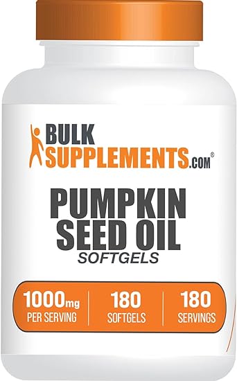 BULKSUPPLEMENTS.COM Pumpkin Seed Oil Softgels - Source of Antioxidants & Essential Fatty Acids, Gluten Free - 1 Softgel (1000mg) per Serving - 180-Day (6-Month) Supply (180 Softgels)