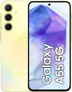 Samsung Galaxy A55 5G, Factory Unlocked Android Smartphone, 256GB, 8GB RAM, 2 day battery life, 50MP Camera, Awesome Lemon, 3 Year Manufacturer Extended Warranty (UK Version)