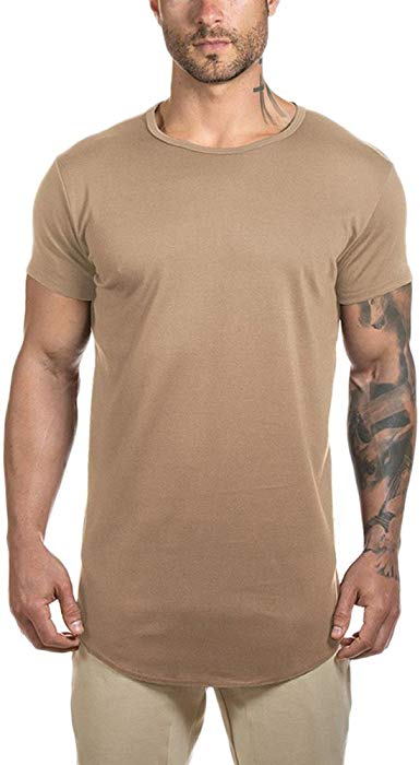 Althlemon Mens Running Short Sleeve Hipster Curved Longline Drop Tail Shirt Long Tshirt Workout Casual Tee