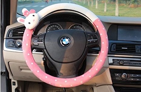 1pc Cute Lovely Plush Rabbit Car Auto Steering Wheel Cover Case (4 color choice)