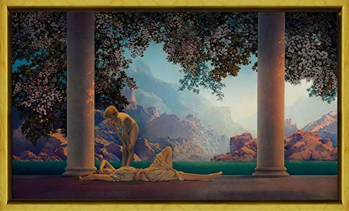 Berkin Arts Framed Maxfield Parrish Giclee Canvas Print Paintings Poster Reproduction(Daybreak by Parrish)