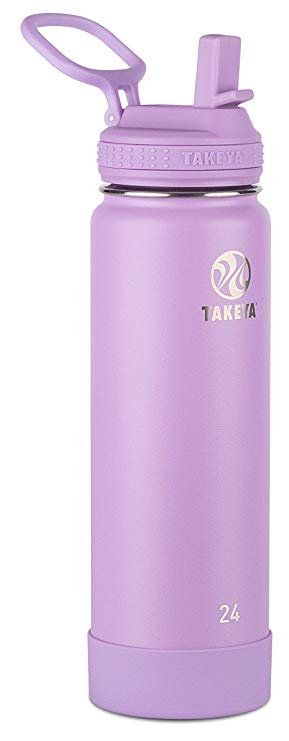 Takeya Actives Stainless Steel Insulated Water Bottle with Straw Lid, 24 Ounce, Lilac