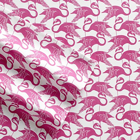 Poppy & Fritz Flamingo Geometric Cotton Sheet Set, Queen, Pink