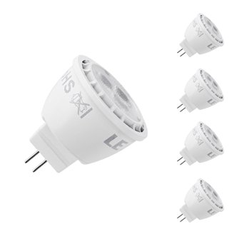 LE 3W MR11 GU4.0 LED Bulbs, Not Dimmable, 35W Halogen Bulbs Equivalent, 12V AC/DC, 230lm, 36° Beam Angle, Warm White, 3000K, GU4 Base, LED Light Bulbs, Spotlight, Pack of 4 Units