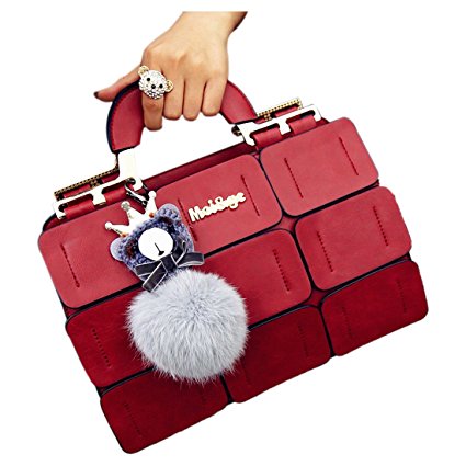 women bag - TOOGOO(R)The new spring/summer women bag suture Boston bag inclined shoulder bag women leather handbags£¨Red£