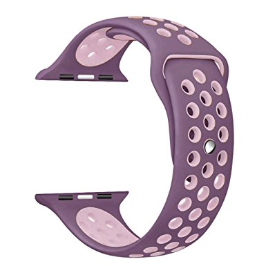 Yearscase Apple Watch Band 42mm, Soft Silicone Replacement Band for Apple Watch Series 3, Series 2, Series 1, Sport , Edition, S/M Size - Violet Dust / Plum Fog