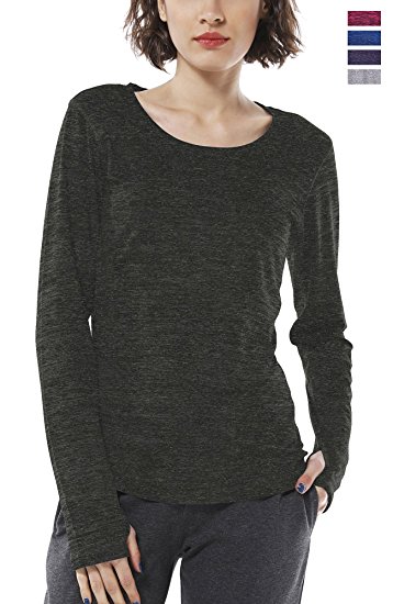 icyzone Women's Workout Yoga Long Sleeve T-Shirts With Thumb Holes