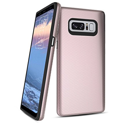 Galaxy Note 8 Case,Singularity Products [Shock Absorbing][Anti Scratch] Heavy Duty Dual Layer Rubber Protective Case Cove Support Wireless Charging for Samsung Galaxy Note8 - Rose Gold