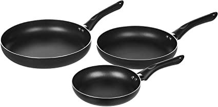 AmazonBasics 3-Piece Non-Stick Fry Pan Set - 8-Inch, 10-Inch, and 12-Inch