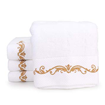 WeiWyTex 100% Pakistan Cotton Luxury Extra Large Hand Towels Set for Bathroom | 4 Pack 16x31 in | 750 GSM Five-Star Hotel Standards | High Water Absorbability | Thick and Soft (White)