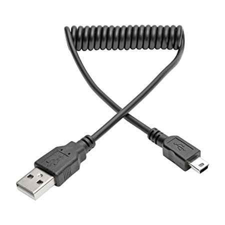 Tripp Lite 3 ft. Hi-Speed USB 2.0 to USB Mini-B Cable (M/M), Coiled, USB Type-A to Mini-B (U030-003-COIL)