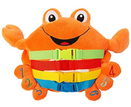 BUCKLE TOY "Barney" Crab - Toddler Early Learning Basic Life Skills Children’s Plush Travel Activity