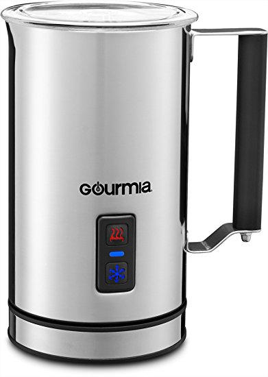 Gourmia GMF215 Cordless Electric Milk Frother & Heater, 3 Function, Detachable Base For Easy Serving, Stainless Steel, Non-Stick Interior For Easy Cleaning