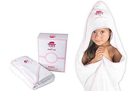 Crazy Joe Hooded Baby Towel 100% Premium Bamboo XL (39 in X 39 in 600 GSM) Pink