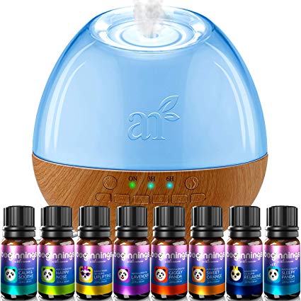 ArtNaturals Sound Machine Oil Diffuser and Top 8 Baby Essential Oils - (300ml Tank) - 6 Sounds - Aromatherapy and White Noise for Relaxation and Sleeping - Baby, Kids, and Adults - Night Light