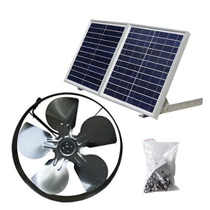 DC HOUSE 25W Solar Powered Attic Ventilator Gable Roof Vent Fan with 30W Foldable Solar Panel