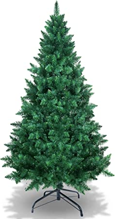 Kranich 6FT Artificial Christmas Tree with Solid Metal Stand & 600 Branches for New Year Party Christmas Decorations Indoor and Outdoor 180CM Green Christmas Tree, Easy Assembly
