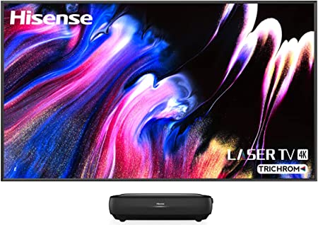 Hisense 100L9G-CINE100A 4K UHD Laser TV, Triple-Laser UST Ultra Short Throw Projector with 100" ALR Screen, 3000 Lumens, Android TV, HDR10, 40W Dolby Atmos, Built-in Alexa and Google Assistant