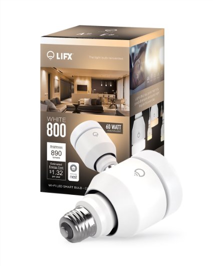 LIFX White 800 A19 Wi-Fi Smart LED Light Bulb Adjustable Dimmable No Hub Required