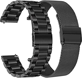 TRUMiRR Band Sets for Fossil Women's Gen 6 42mm / Gen 5E 42mm Smart Watch, 18mm Solid Stainless Steel Watchband   Mesh Strap for Garmin Venu 2S / Vivoactive 4S / Vivomove 3S / Forerunner 255S