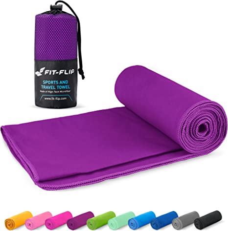 Fit-Flip Microfibre towel - compact, ultra lightweight & fast drying travel towel - the perfect sports, gym & beach towel, camping towel and swimming towels