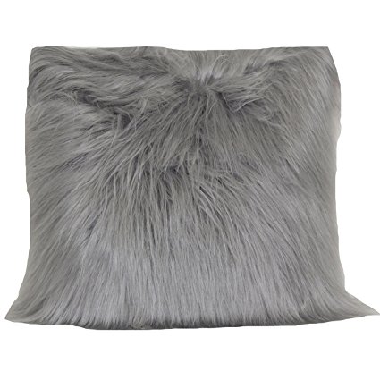 Brentwood Originals 1055 Angora Fur 18 Inch Decorative pillow, Grey