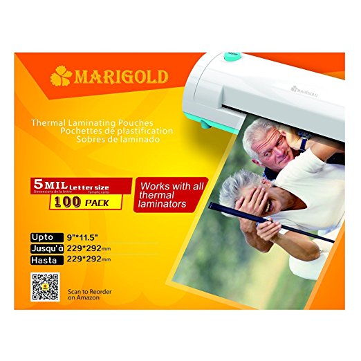 Marigold 205-Count Pack 5 mil Letter Size, 9"x11.5", Thermal Laminating Pouches Laminator Film Sheets for Laminator Machine (TLP5LTR)