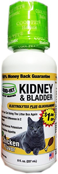 Liquid-Vet Cat Kidney and Bladder Formula – Fast Acting Glucosamine and Electrolytes for Kidney and Bladder Aid in Felines – Chicken Flavor – 8 Fluid Ounces 1 pack