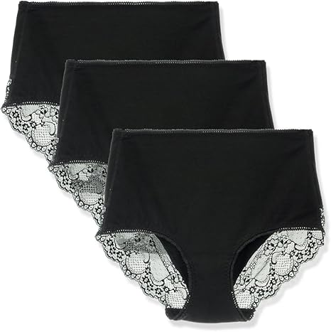 Women's 3 or 4 Pack Comfort Cotton Lace Coverage Full Rise Briefs Underwear