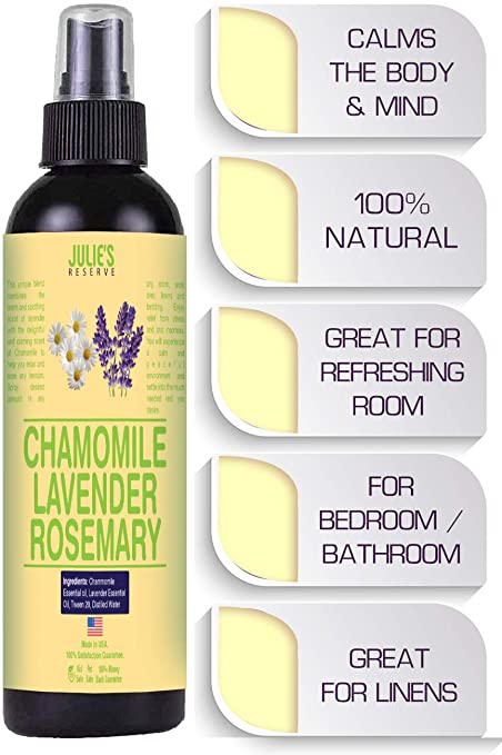 Chamomile Lavender Sleep Spray Air Freshener Mist Spray 100% Natural, Home, Bedroom, Linen, Essential Oil Blend Odor Eliminator (Chamomile Lavender, 4 oz)