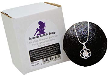 Bath Bomb with Silver (925) Necklace Surprise Inside 8.1oz Sparkly Little Black Dress and Kaolin & Coconut Oil
