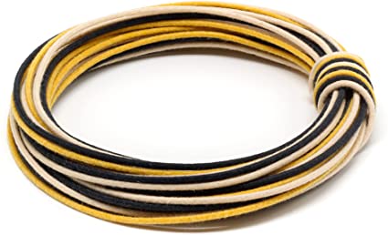 The Art of Tone 30 Feet Gavitt cloth guitar wire, for guitar wiring, kits, and harnesses, easy soldering, doesn’t require stripping, stranded 22awg 30ft (10ft White, 10ft Black, 10ft Yellow)
