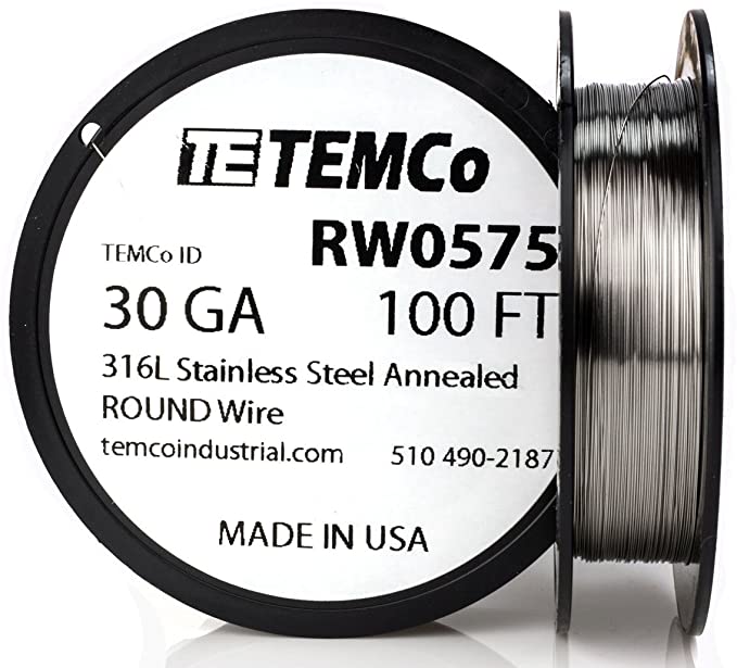 TEMCo Stainless Steel Wire SS 316L - 30 Gauge 100 FT Non-Resistance AWG ga