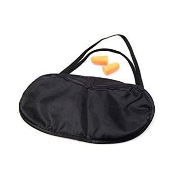 Eye Mask & Foam Ear Plugs Set Travel Sleeping Blindfold Black Sleep Cover Rest Shopmonk
