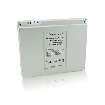 Puredick New Laptop Battery for Apple A1175 A1211 A1226 A1260 A1150 MacBook Pro 15 - 12 Months Warranty Li-Polymer 6-cell 108V 5600mAh