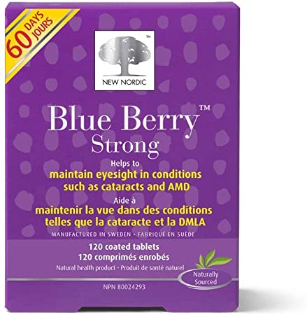 New Nordic Blue Berry Strong, 120 Tablets Eye Health Supplement with Lutein and Blueberries, in Value Pack