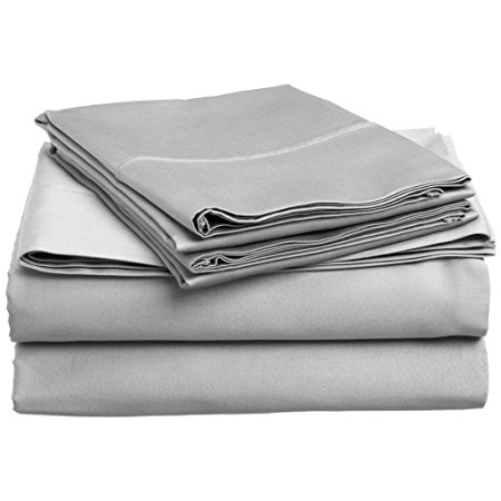 Mayfair Linen Bedding Collection 600 Thread Count Bedspread 100% Egyptian Cotton Sheet Set Sateen Weave Deep Pocket Premium Quality Bedding Set Silver Full