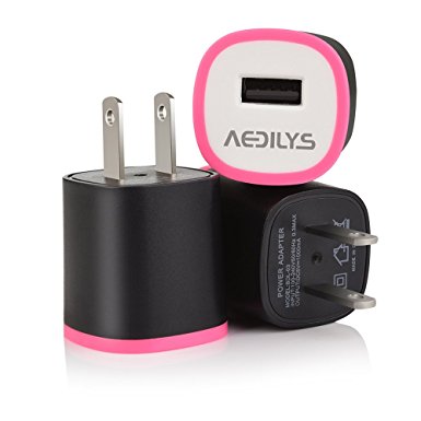 USB Wall Charger, AEDILYS 3-pack Universal Portable Home Travel Wall Charger Adapter for iPhone, iPad, Samsung, LG, Nexus, HTC and More (Black,3 Pack)