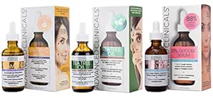 Advanced Clinicals Tea Tree Oil Serum For Face + Vitamin C Serum + Exfoliating 10% Glycolic Acid Serum Skincare Set | Face Serum For Women | Anti Aging Serums To Brighten, Exfoliate, & Hydrate, 3-Set