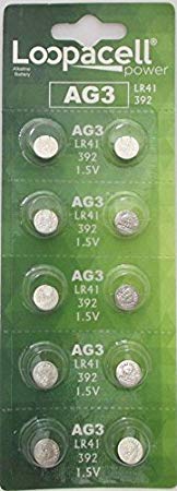 10 AG3/LR41 Alkailine Button Cell Watch Battery