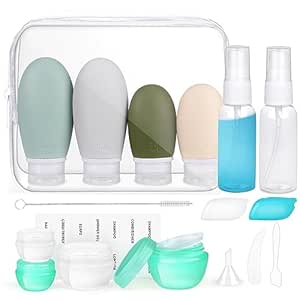 Opret 18 Stück Silikon Reiseflaschen Set 30/60/100ml, Reiseflaschen Zum Befüllen Toilettenartikel, Auslaufsicher Nachfüllbare TSA-Zugelassen Leer Kosmetik Reiseset Reisegröße Behälter [FDA] [BPA-Frei]