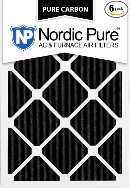 Nordic Pure 20x25x1PCP-6 Pure Carbon Pleated Air Filters (6 Pack), 20" x 25" x 1"