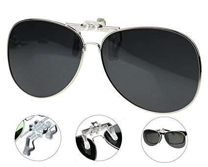 Jaky Retro Polarized Glasses Clip on Flip up Classic AVIATOR Mens&Womens Sunglasses