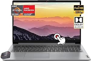 Lenovo IdeaPad Business Laptop - 15.6" FHD Touchscreen - AMD Ryzen 7 5700U - 16GB RAM - 512GB PCIe SSD - Webcam, Fingerprint - Type-C - Wi-Fi 6 - Windows 11- W/65W PD Fast Charger